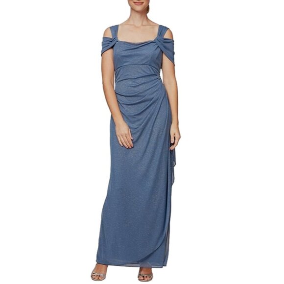 NWT Alex Evenings Womens Petite Size 12 12P Hannah Glitter Mesh Dress Gown NEW - Picture 1 of 5